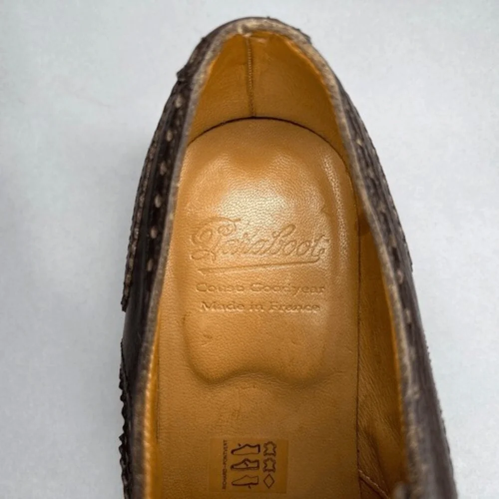 Paraboot Cousu Derby‎ Men's Size 8.5 Brown Leather Wing Tip Goodyear Dress Shoes